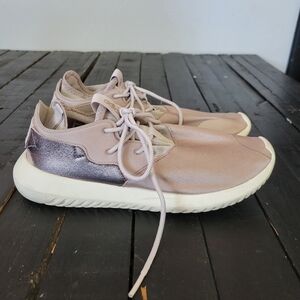 Adidas Tubular Entrap Women's 7 Light Purple Pink Metallic Sneakers Shoes